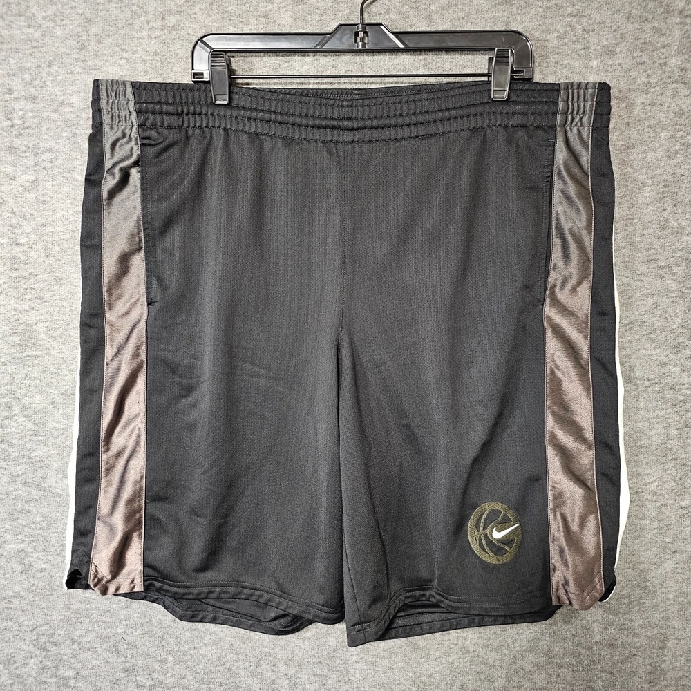 Vintage Nike Basketball Shorts Mens XL Black White Brown Baggy Drawstring Y2K